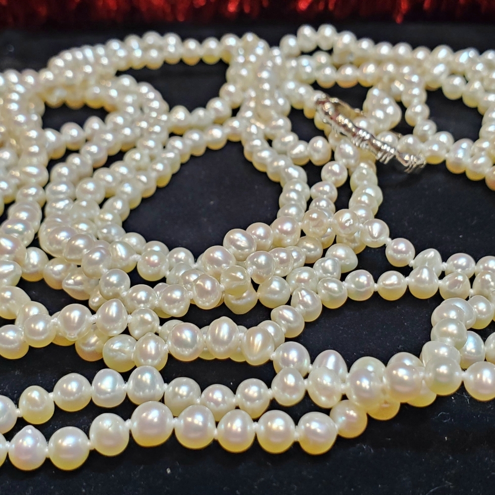 South Sea 49" Infiniti Drop Pearl Necklace w/ 925 Solid Silver Gathering Clasp